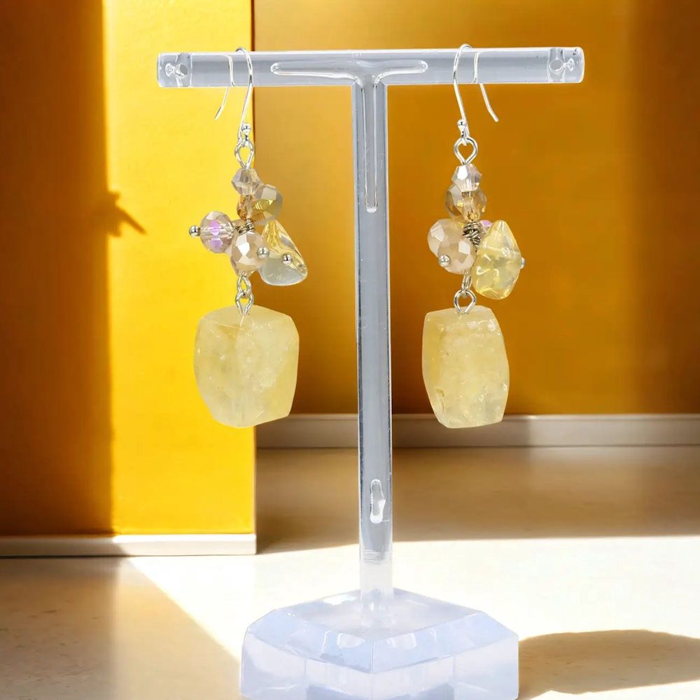 Gemstone Drop Earrings, Material: Citrine (Yellow)