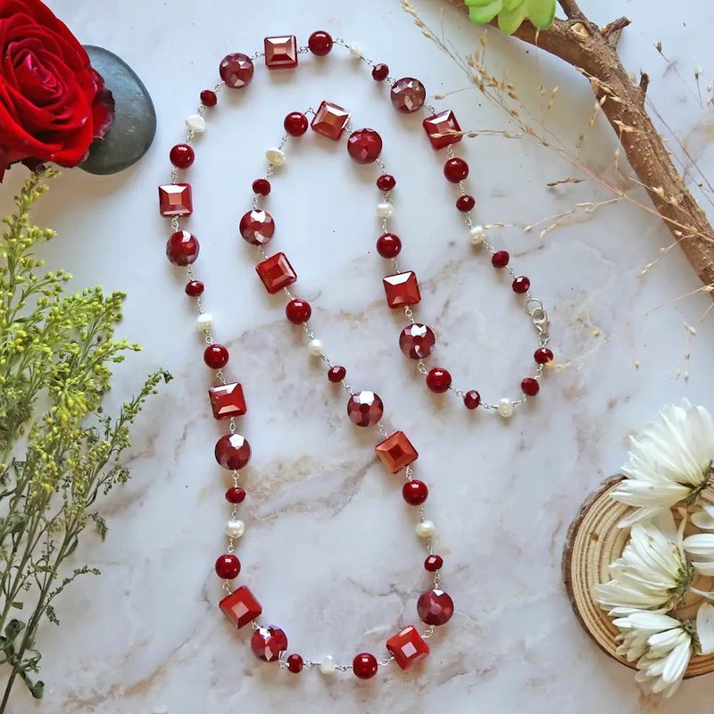 Mixed Pearls &amp; Crystals Necklace