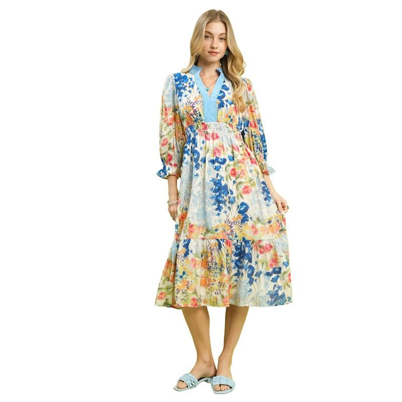 C5597 - Contrast Trim Maxi Dress, Size: SMALL