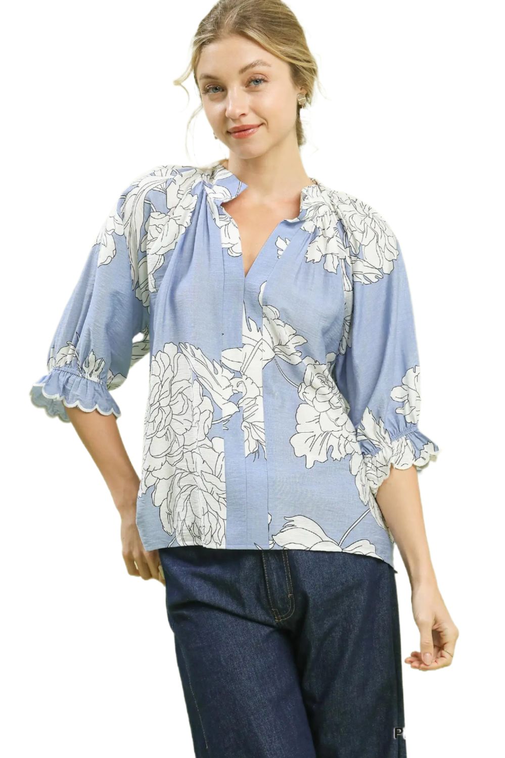 Peony Print Top, Size: SMALL