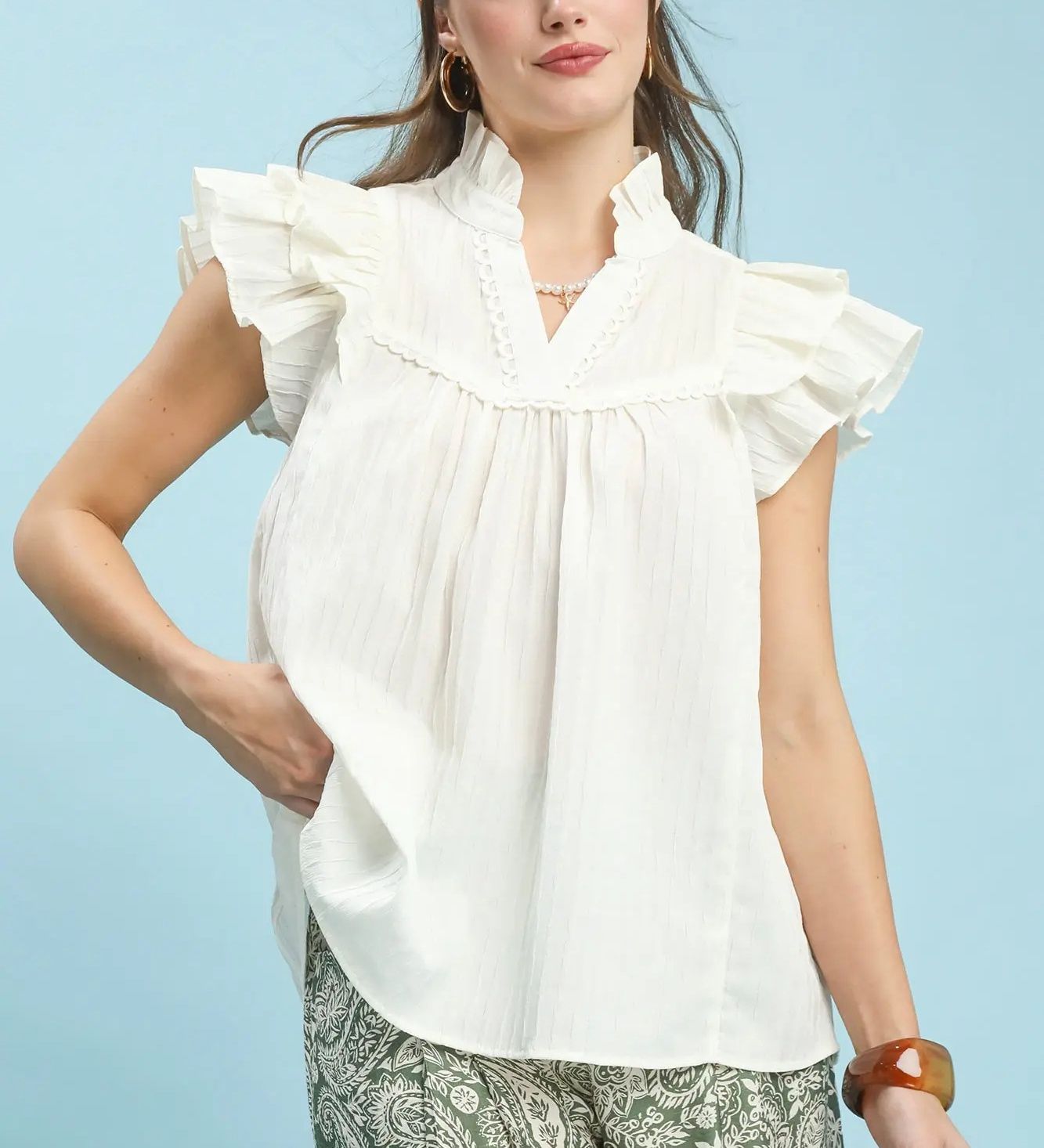 Off White Babydoll Top, Size: SMALL