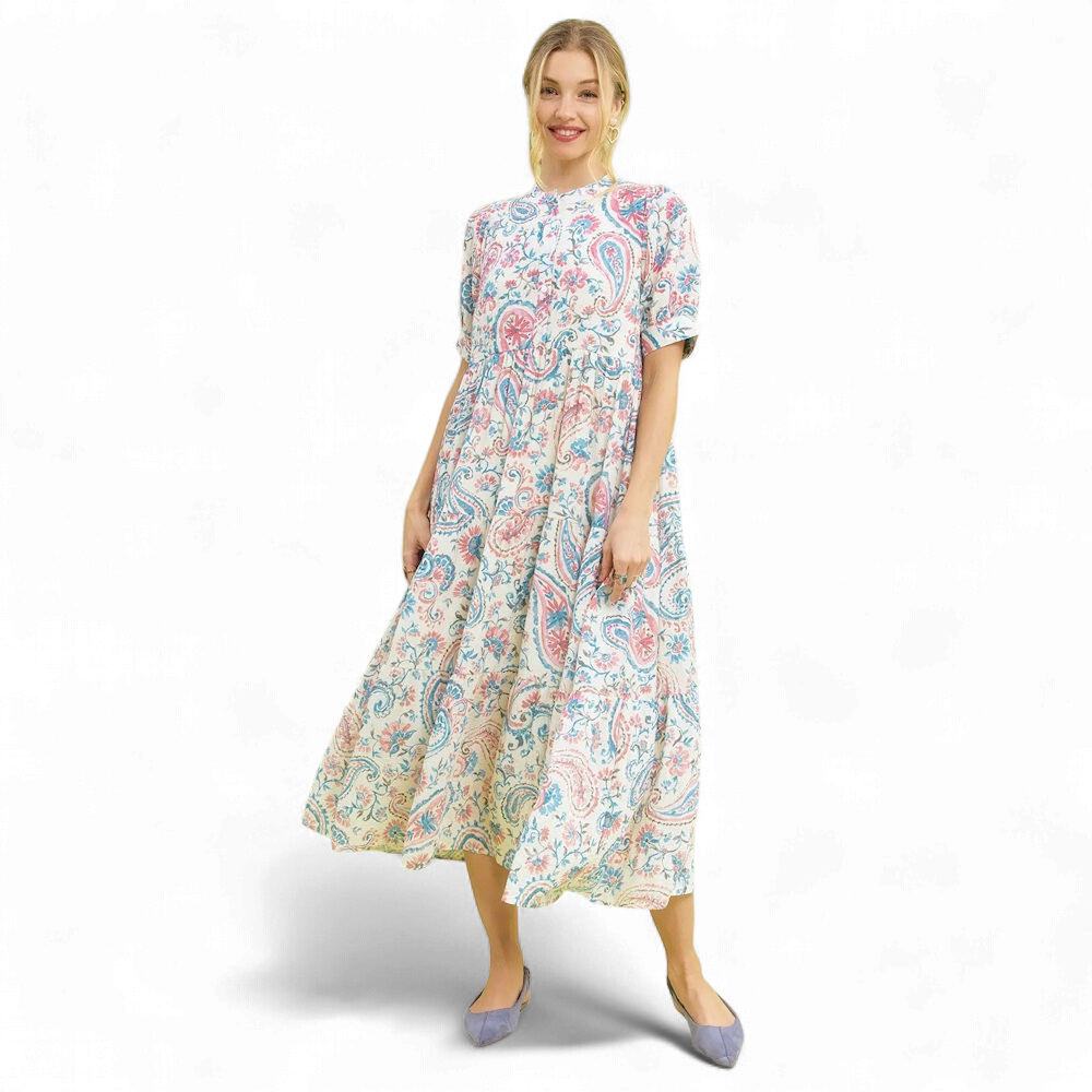 Pastel Paisley Maxi Dress, Size: SMALL