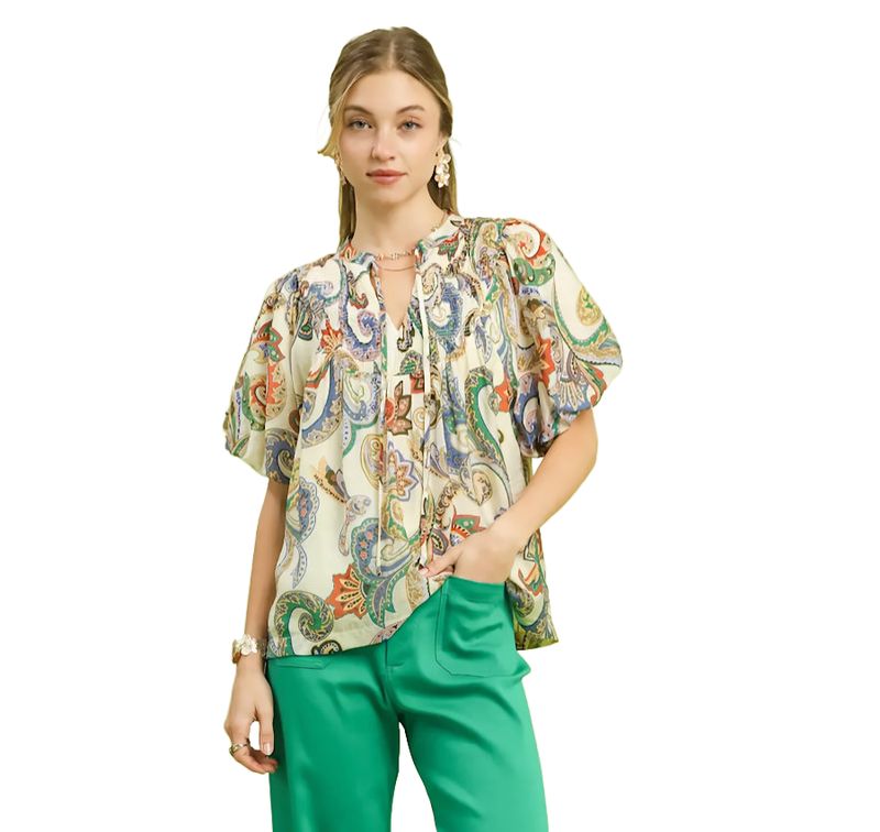Paisley Peasant Top