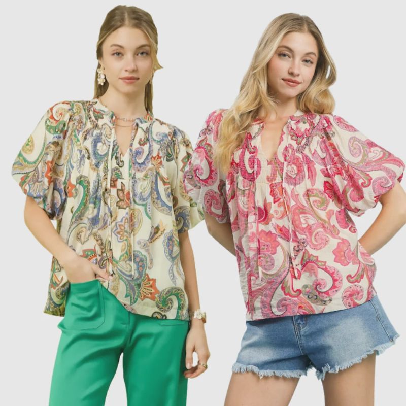 Paisley Peasant Top