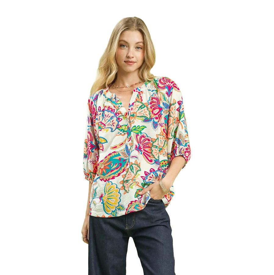 Paisley Print Blouse, Size: SMALL