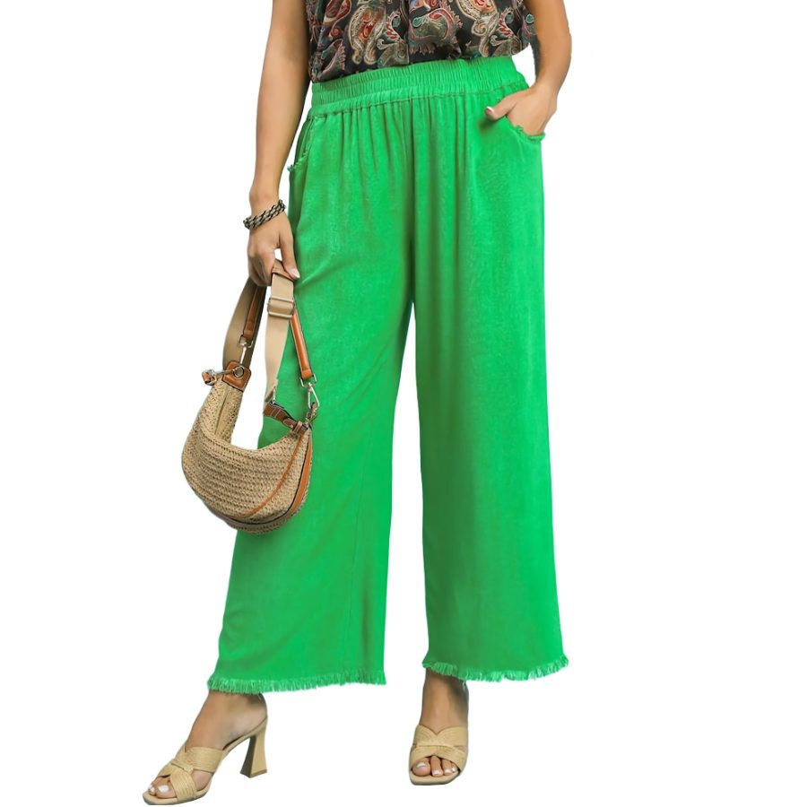 Spring Green Linen Pants, Size: SMALL