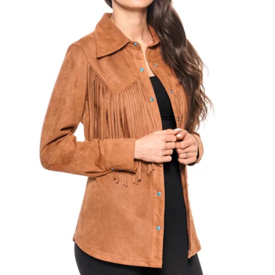 Faux Suede Shacket, Size: LARGE