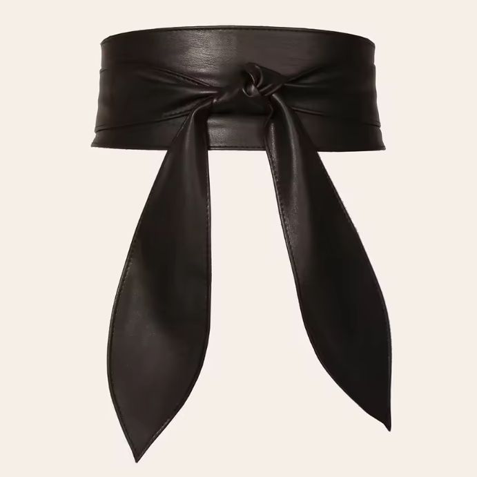 Faux Leather Wrap Belt, Color: BLACK