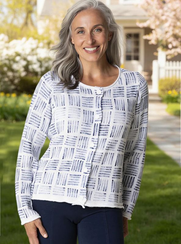 Block Print Cardigan Sweater