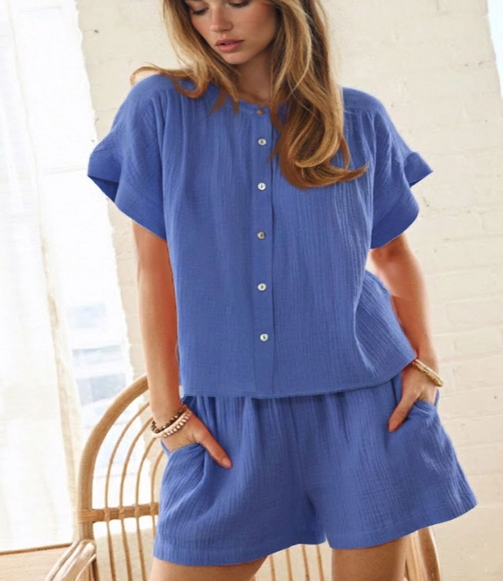 Gauze Shorts Set, Size: SMALL