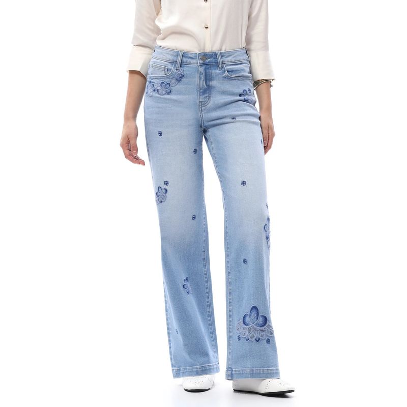 Embroidered Floral Jeans