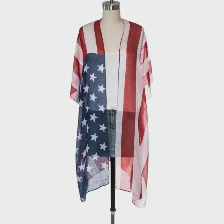 American Flag Printed Kimono, Color: U.S.A