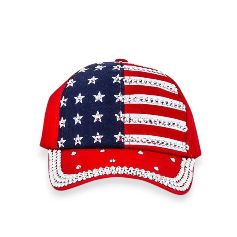 Crystal Embellished US Flag Cap