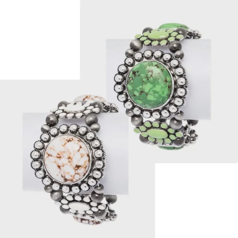 Pressed Stone Western Stretch Bracelet