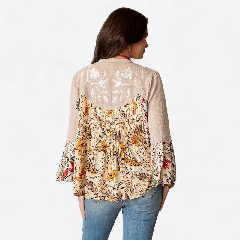 NEW CURVY Floral Embroidered Boho Top