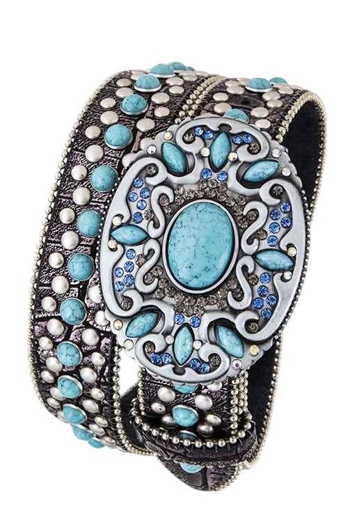 Turquoise Buckle Western Belt, Size: XL