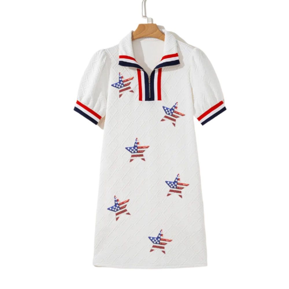 Patriotic Star Mini Dress, Size: SMALL