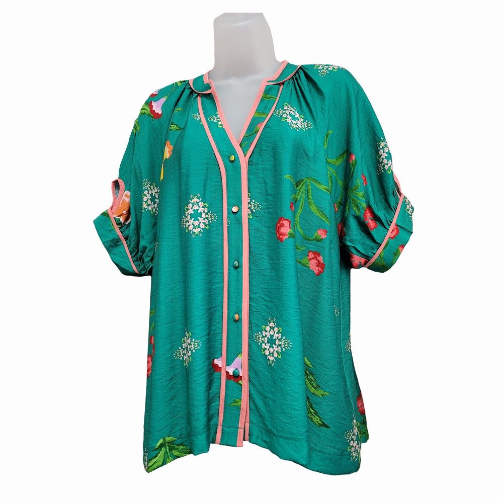 Deep Turquoise Blouse, Size: SMALL