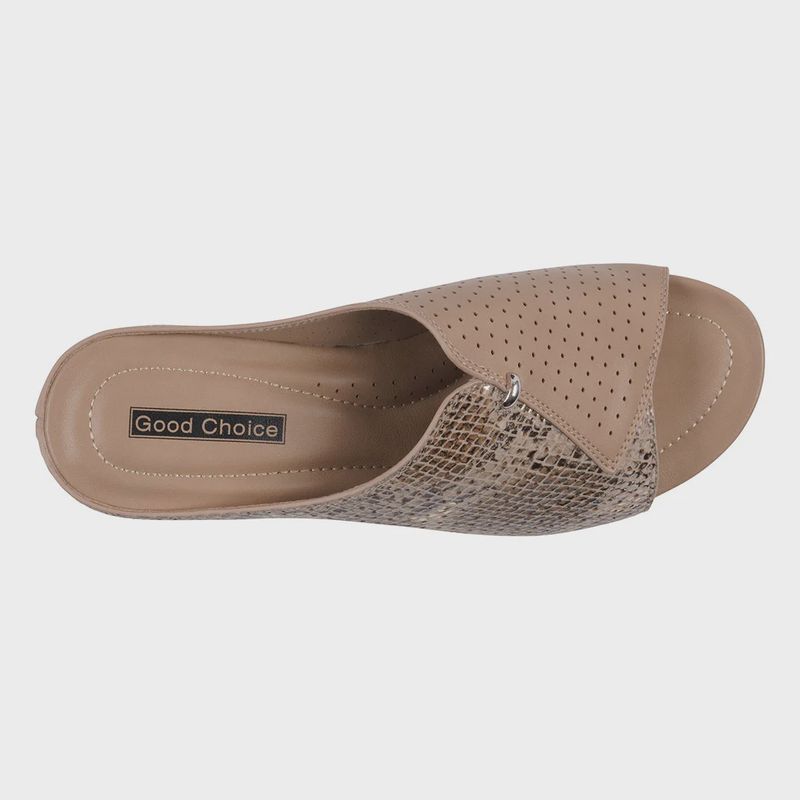 Dacia Tan Snake-Skin Wedge Sandals
