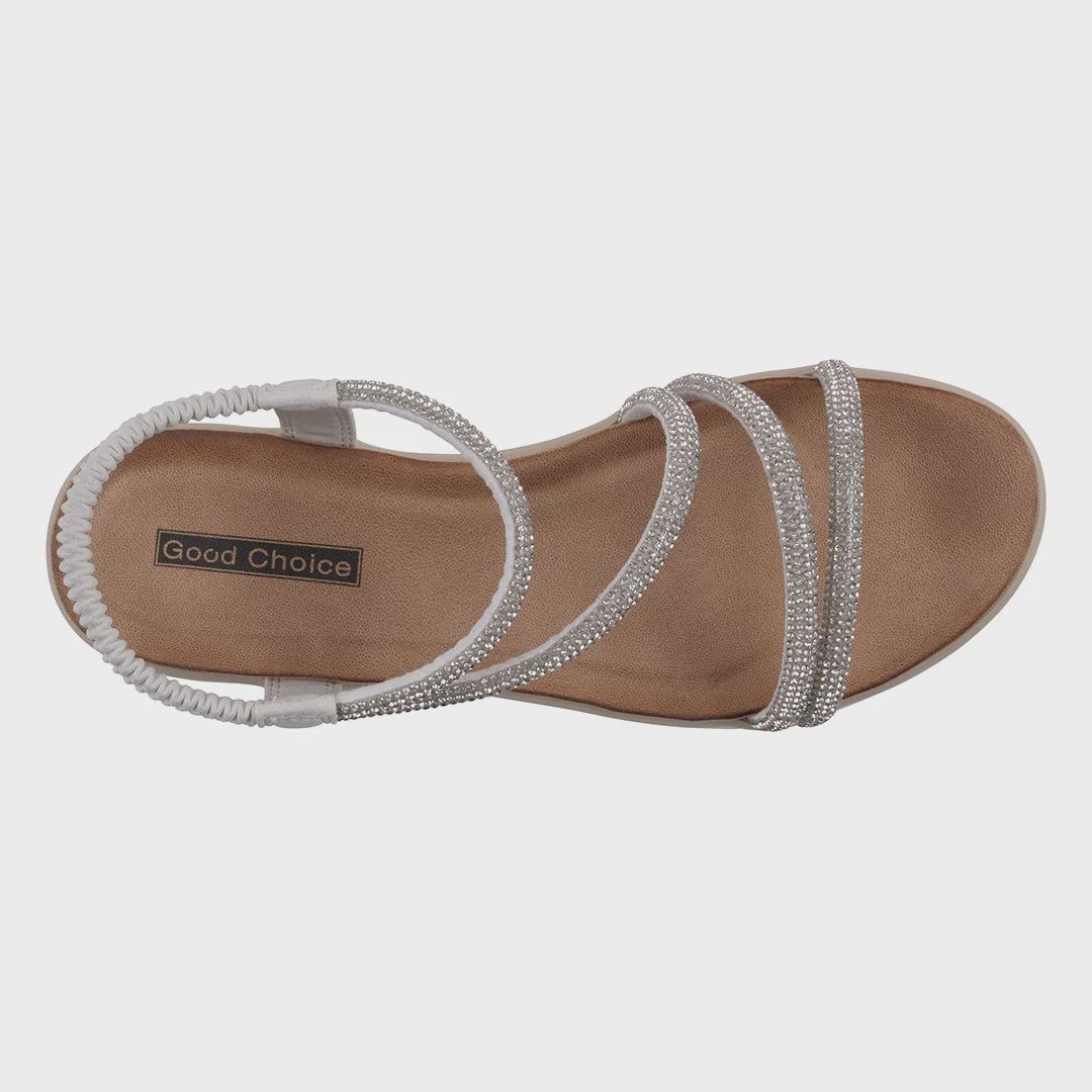 Silver Embellished Wedge Sandals