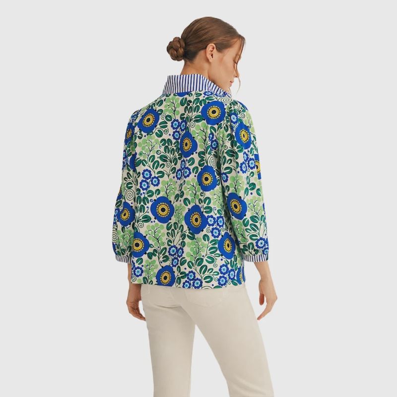 Royal Flowers &amp; Stripes Top