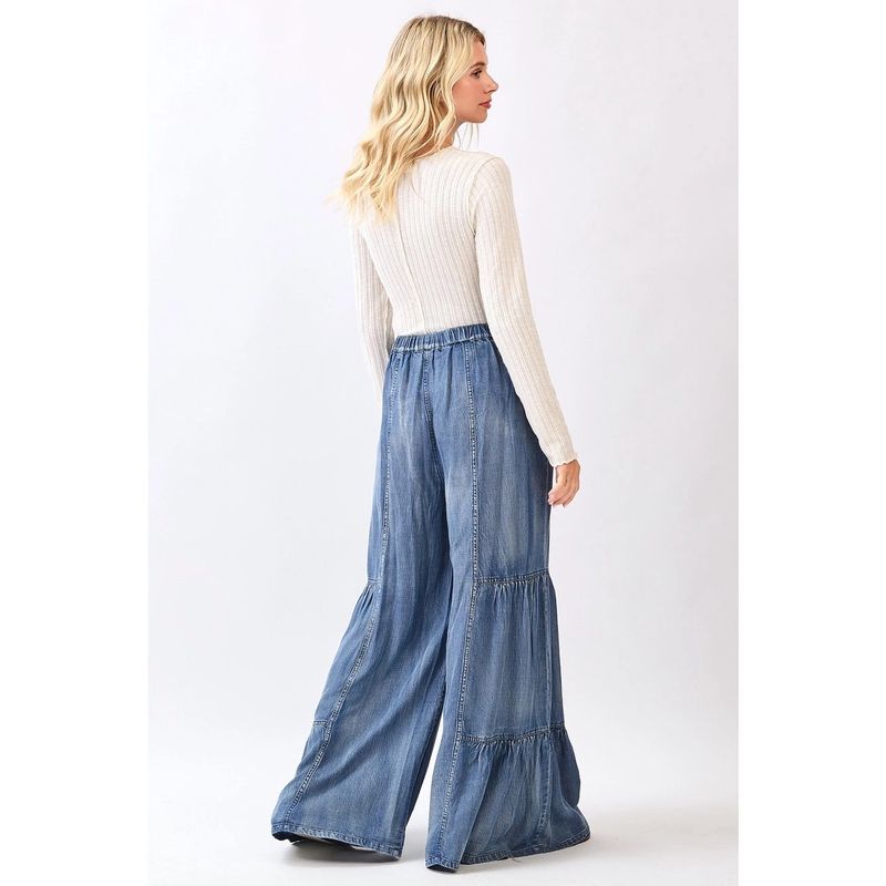 Bluebonnet Breeze Tiered Chambray Pants