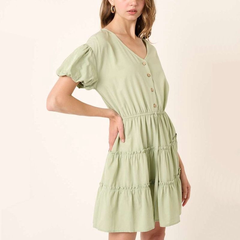 Sage Tiered Mini Dress