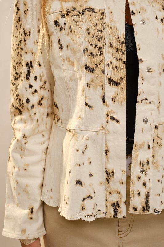 Prairie Belle Cow Print Denim Jacket