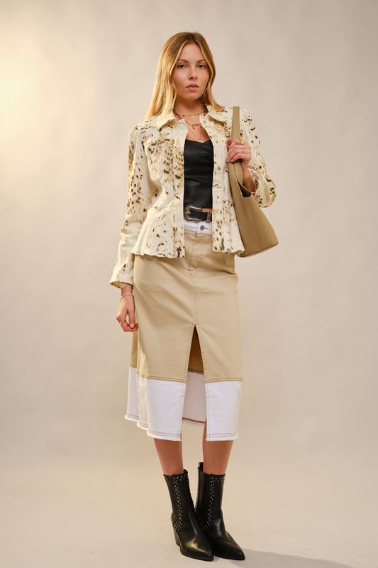 Prairie Belle Cow Print Denim Jacket