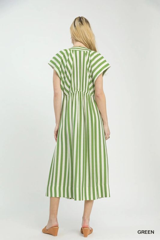Green Striped Maxi Dress