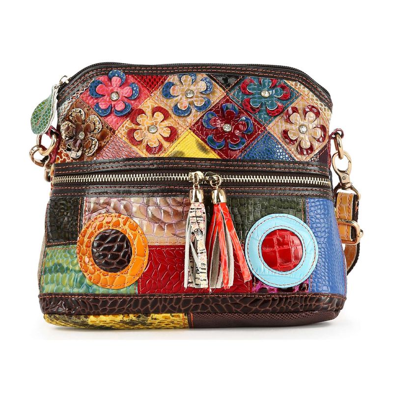 Mosaic Melody Genuine Leather Crossbody Bag
