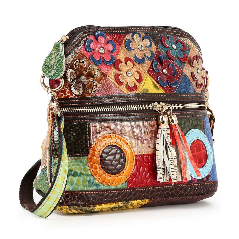 Mosaic Melody Genuine Leather Crossbody Bag