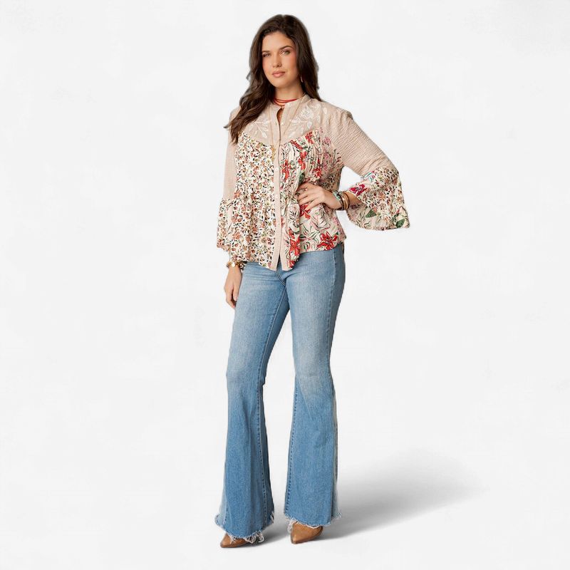 NEW Floral Embroidered Boho Top