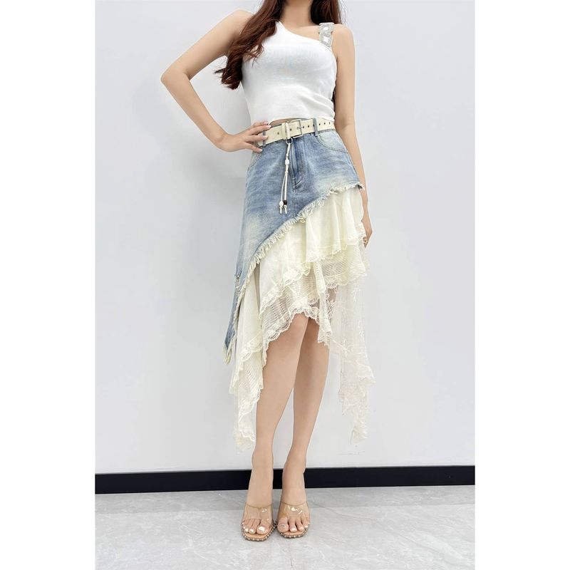 Moonlight &amp; Denim Lace Skirt