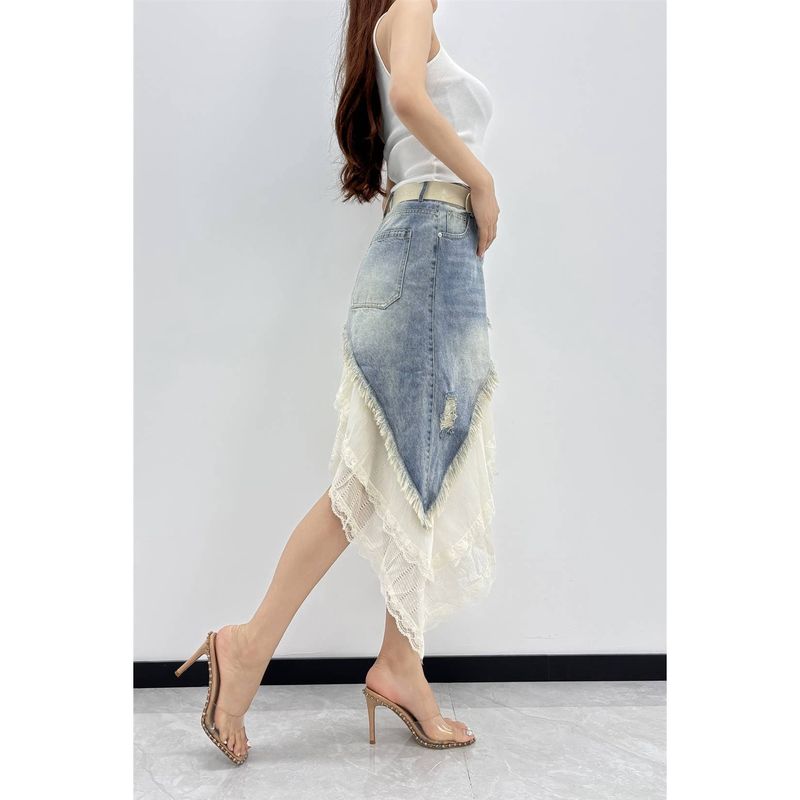 Moonlight &amp; Denim Lace Skirt