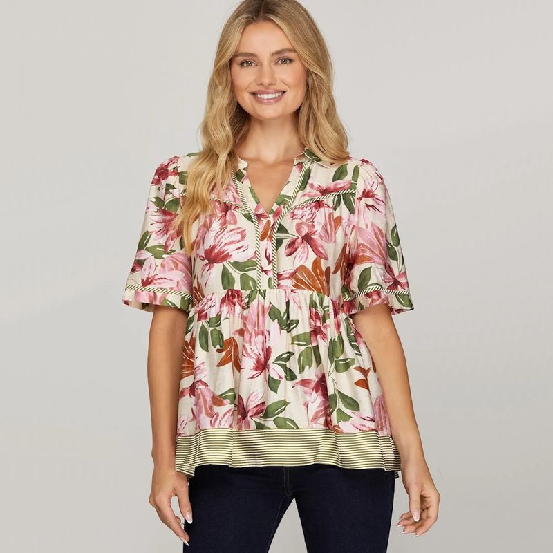 Rose Red Floral Top