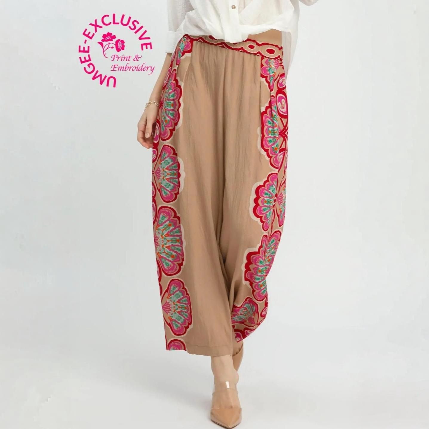 Butterfly Print Palazzo Pants, Size: SMALL
