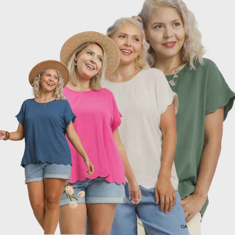 CURVY Scallops Galore Top - 4 Colors