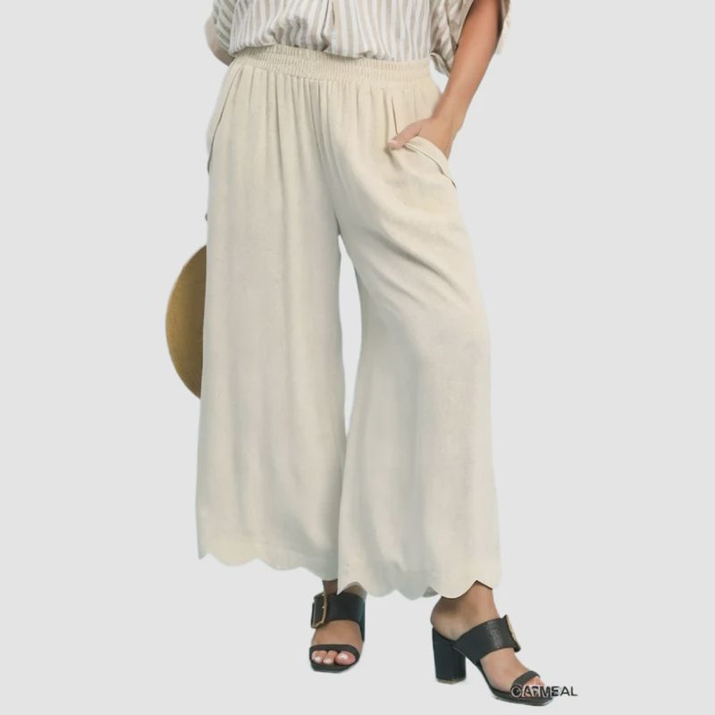 CURVY Scalloped Hem Pants