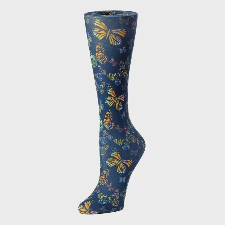 Adorable Compression Socks, Pattern: Black Butterflies, Size: 10-18 MM HG