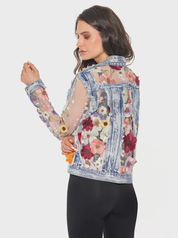 3D Floral Denim Jacket