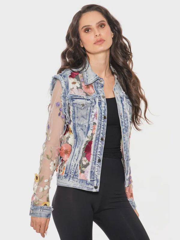 3D Floral Denim Jacket