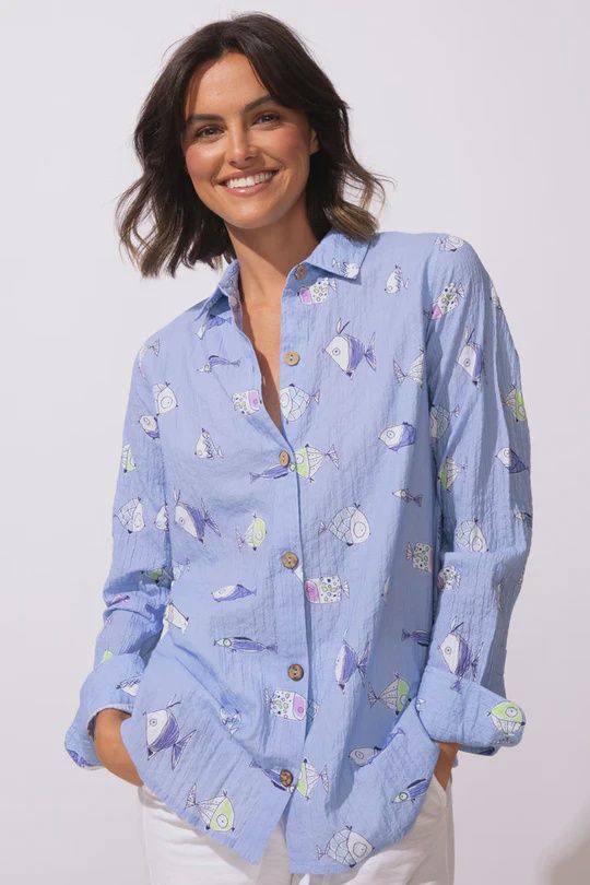 Long Sleeve Fishy Fun Top, Size: SMALL