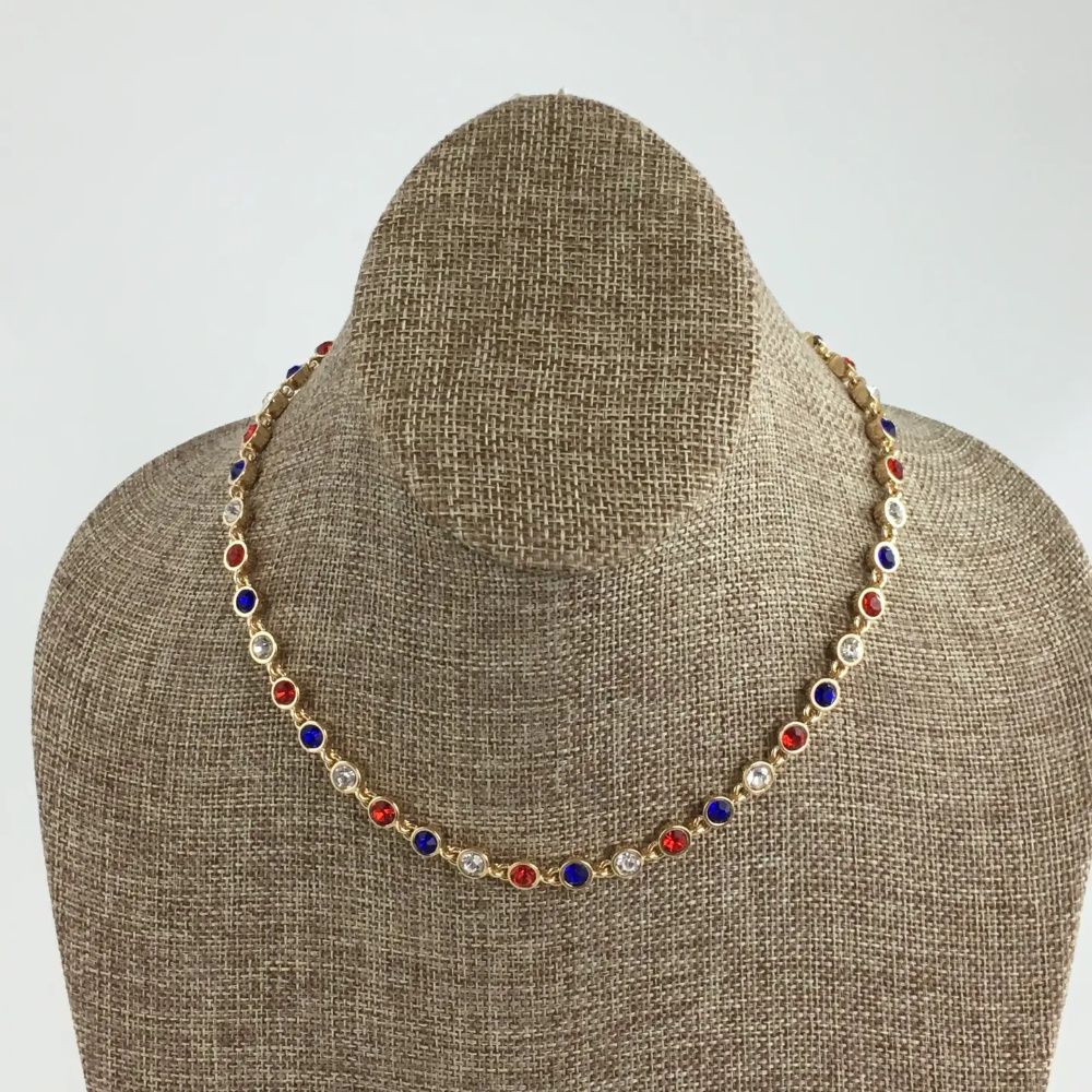 Red White &amp; Blue Gemstone Necklace