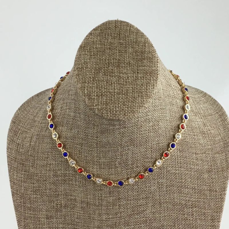 Red White &amp; Blue Gemstone Necklace