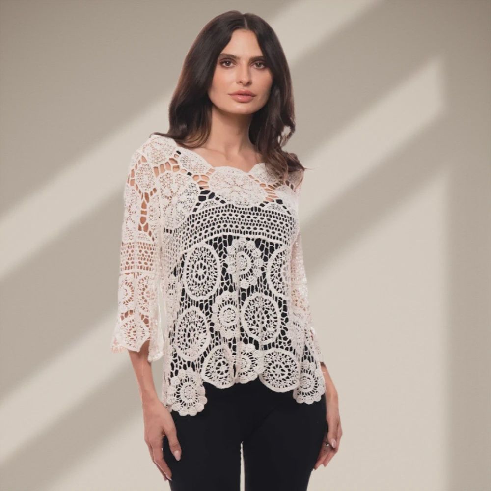Crocheted Lace Top, Size: MEDIUM