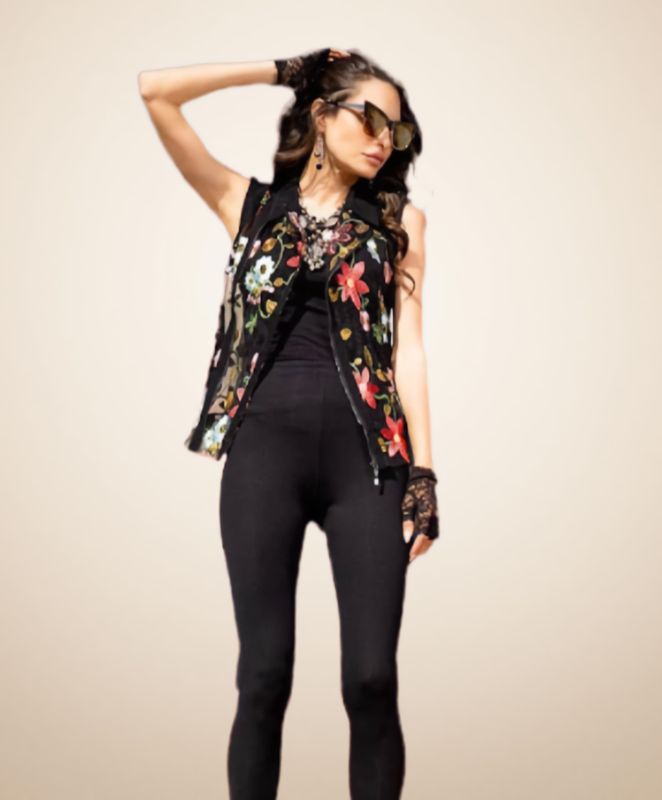 Midnight Garden Embroidered Vest