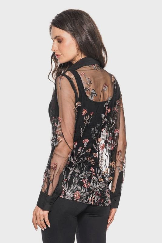 Midnight Garden Sheer Blouse