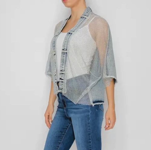 Sparkling Mesh Denim Jacket