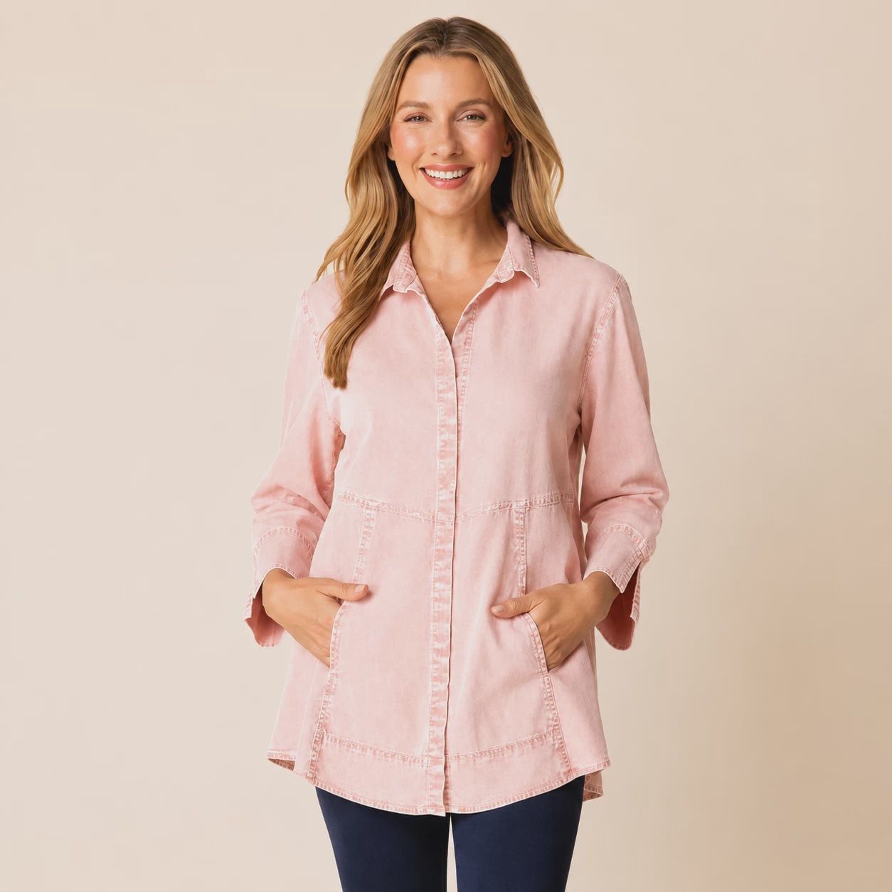 Blush Breeze Tencel™ Shacket, Size: SMALL